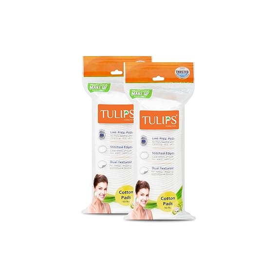Tulips 50 Round Facial Cotton Pads(Pack of 2)