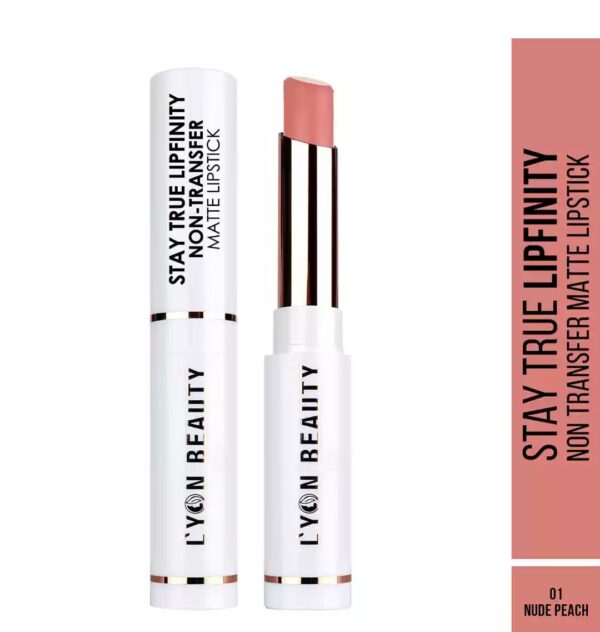 Lyon Beauty Stay True Lipfinity Non Transfer Matte Lipstick - Nude Peach 01
