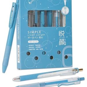 Toyshine 6 pcs Kawaii Click Action 0.5mm Neutral Pens Set High Aesthetic Value Fast Drying Kids Stationery Gift - Blue